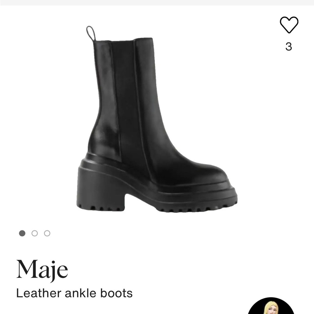 Maje Black Leather Combat Boots